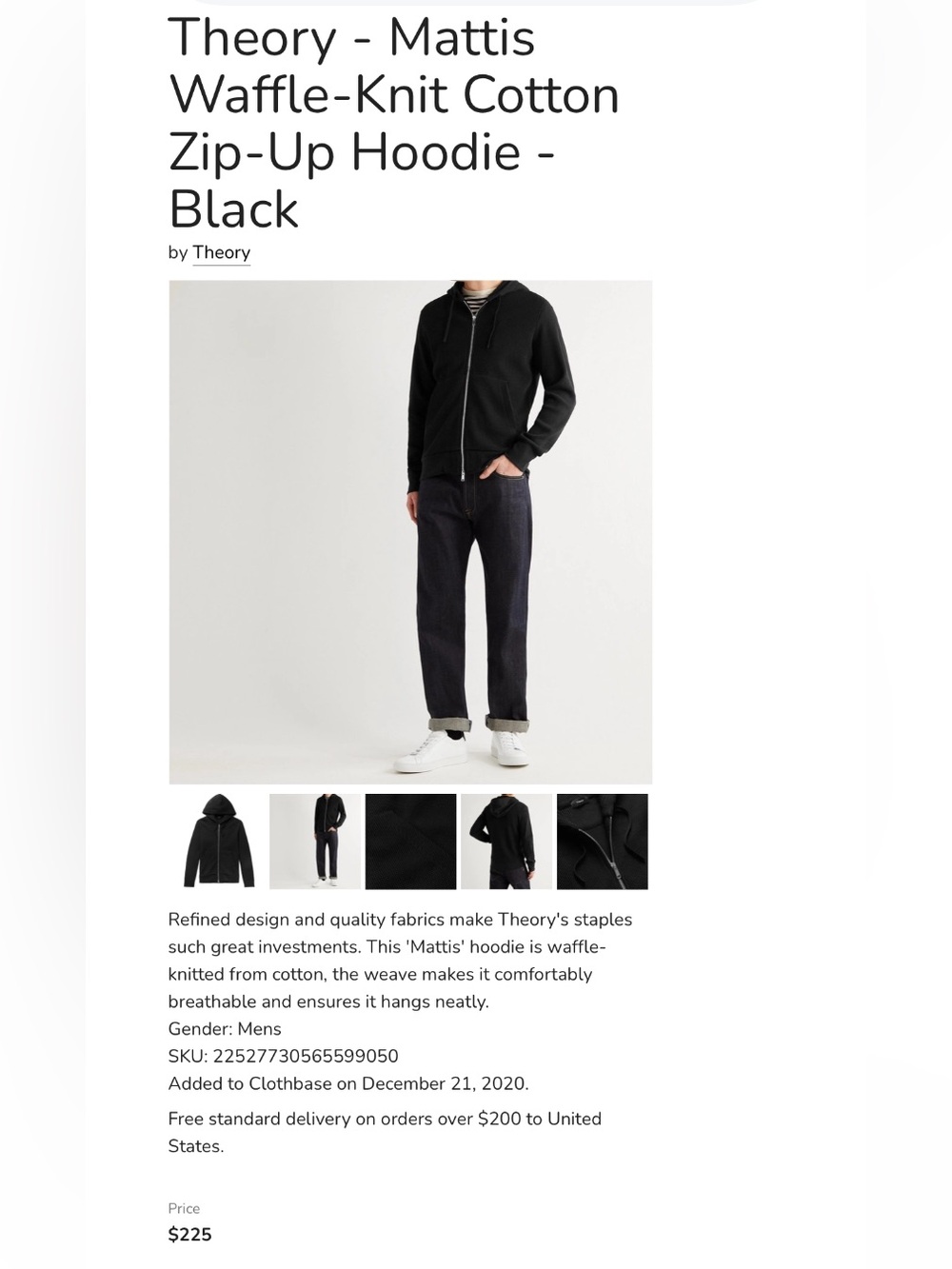 Theory Black Zip-Up Hooded Sweater